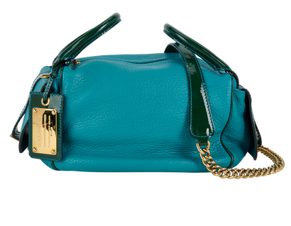 Double Buckles Crossbody, £250, Handbags, Blue/Green, Leather, Front view